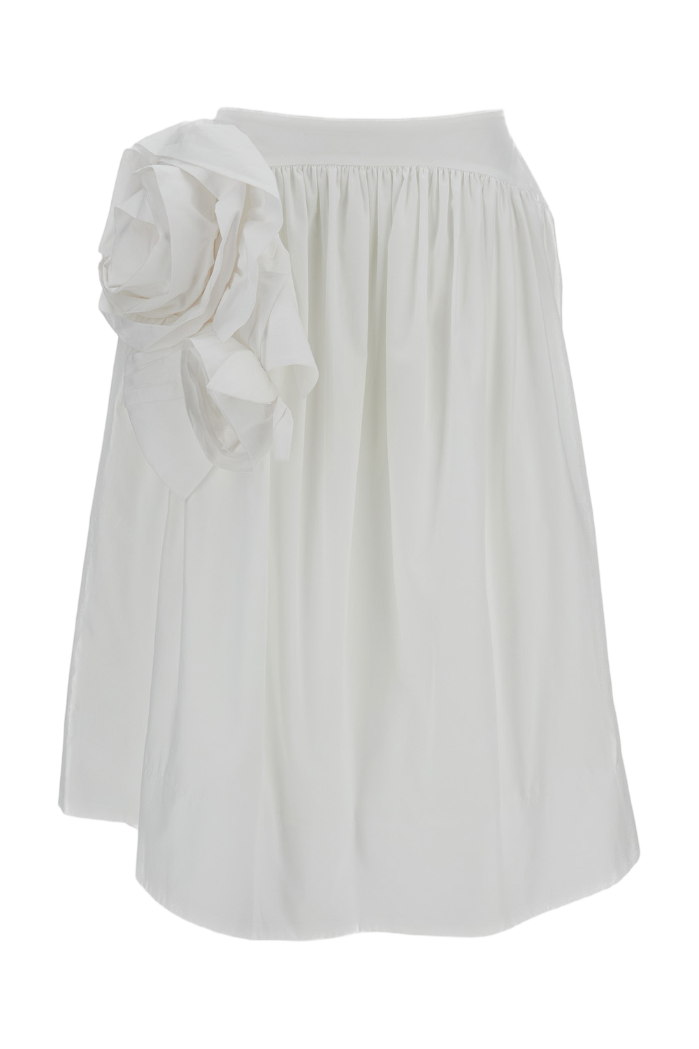 White Pressed Rosette Basque Cotton Skirt