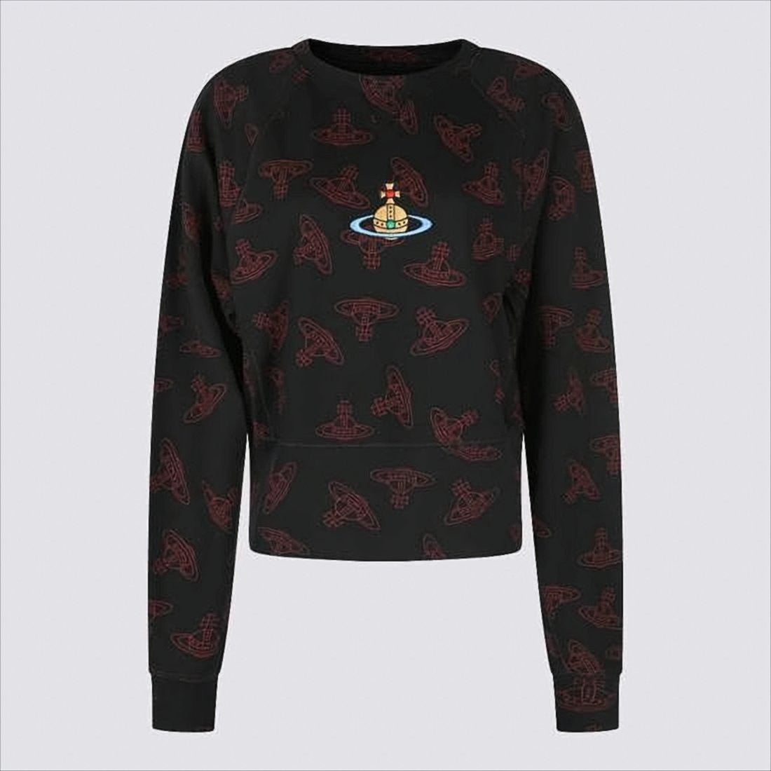 Long-Sleeve Black Shirt with Embroidered Orb Emblem