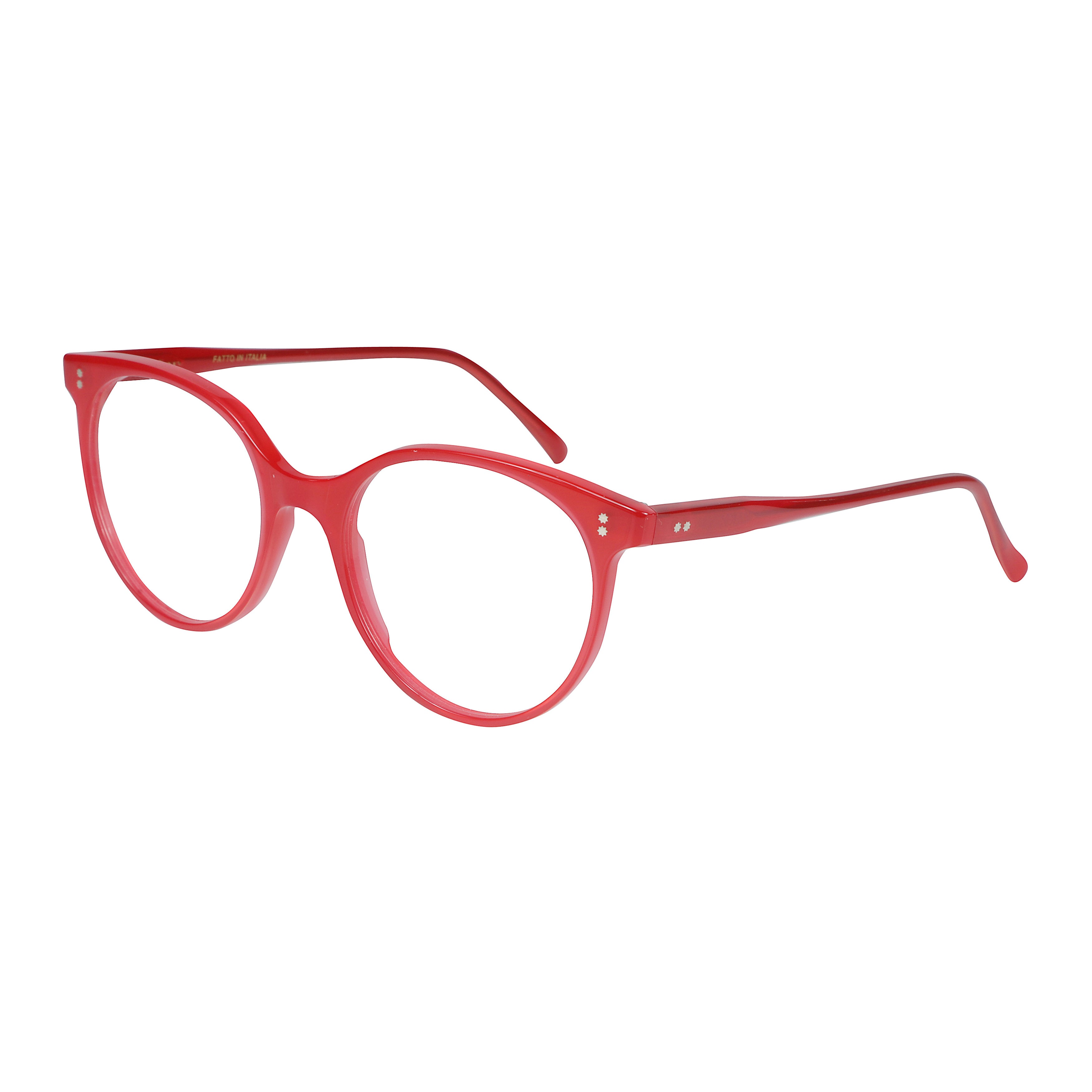 Cynda/N-52 Bold Round Frame Eyeglasses with Glossy Red Finish