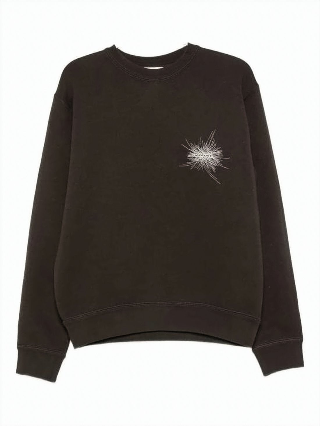 Minimalist Black Long-Sleeve Sweatshirt with Intricate Embroidery