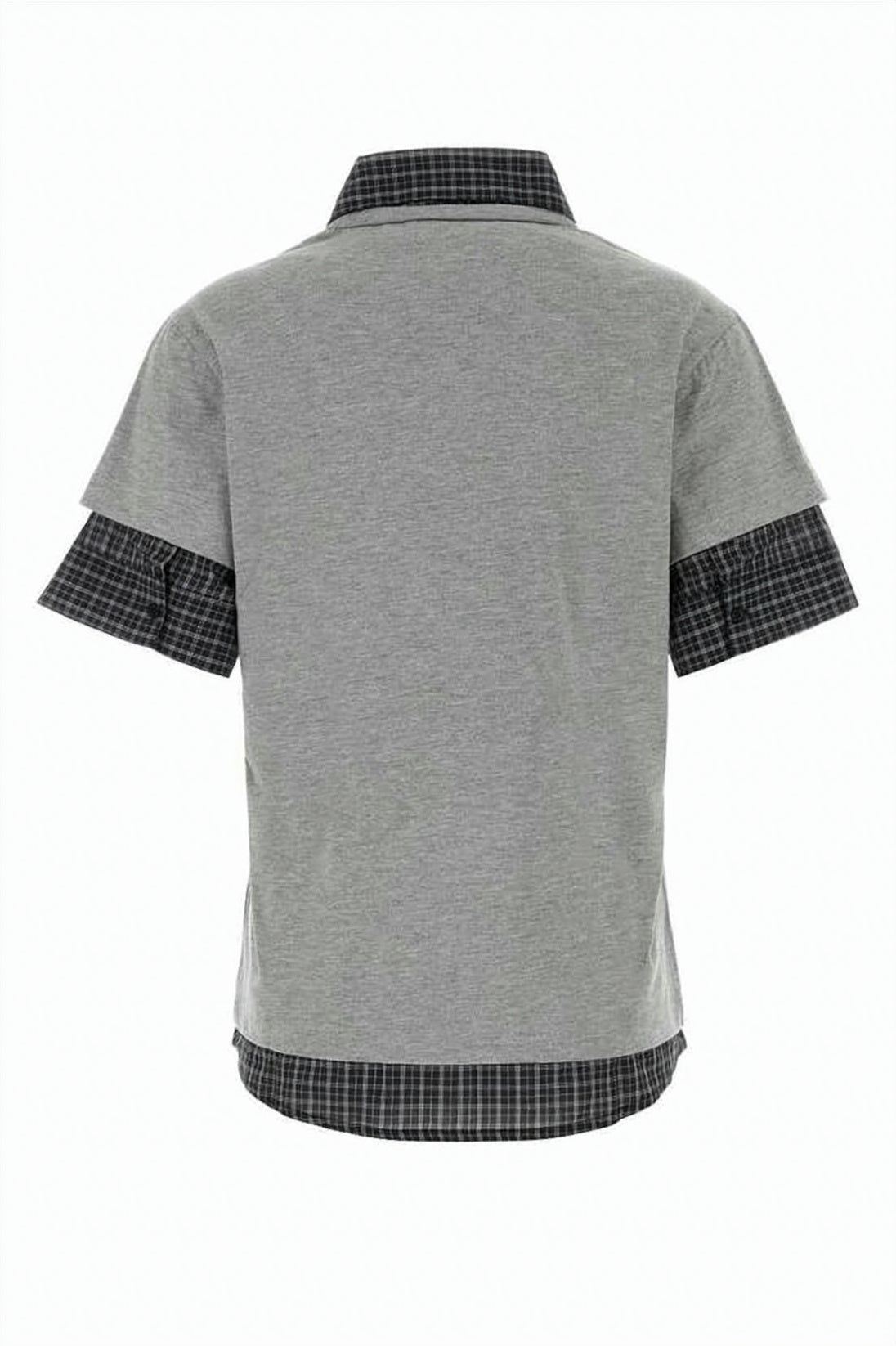 Grey Solid Cotton Checkered Accent Polo