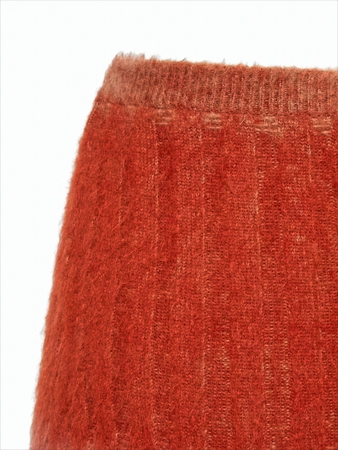 Gradient Knit Midi Skirt With Fuzzy Texture