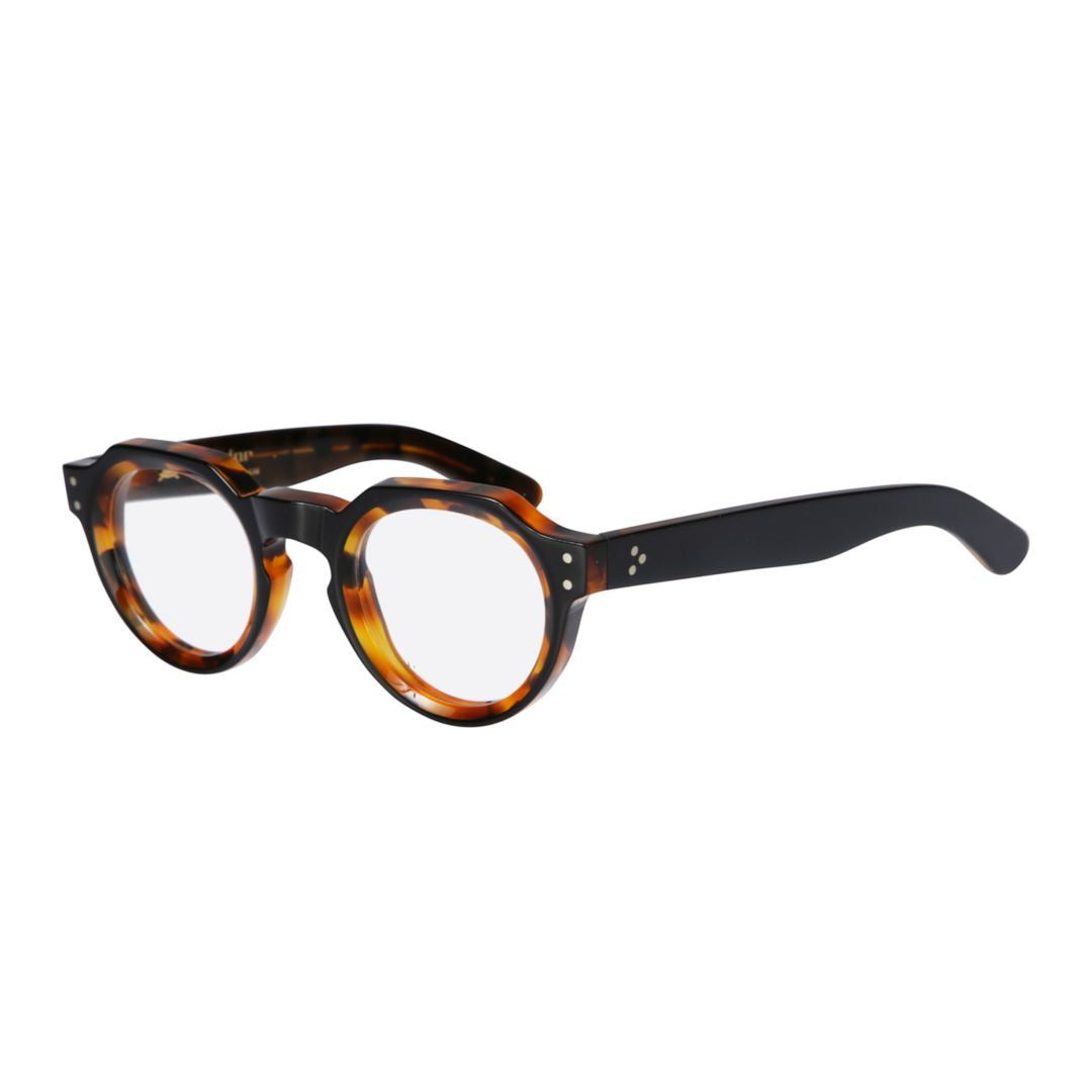 Spike Bold Round Frame Tortoiseshell Sunglasses with Metallic Accents