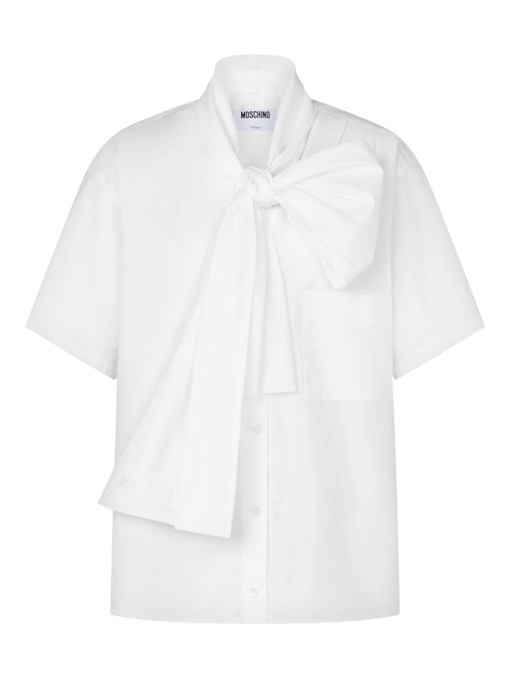 Bow-Detail White Shirt With Button-Down Front