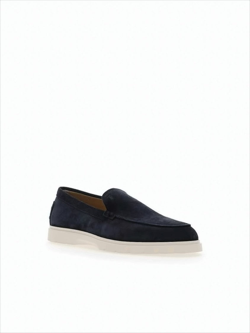 Suede Loafers With Contrasting Rubber Sole