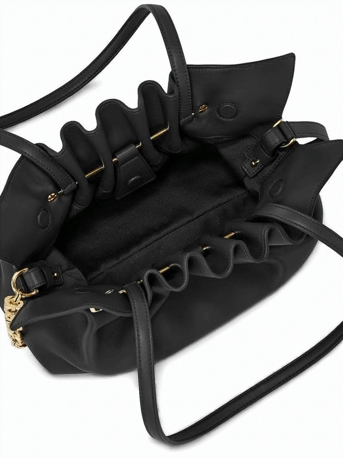 Ruched Nappa Leather Shoulder Bag
