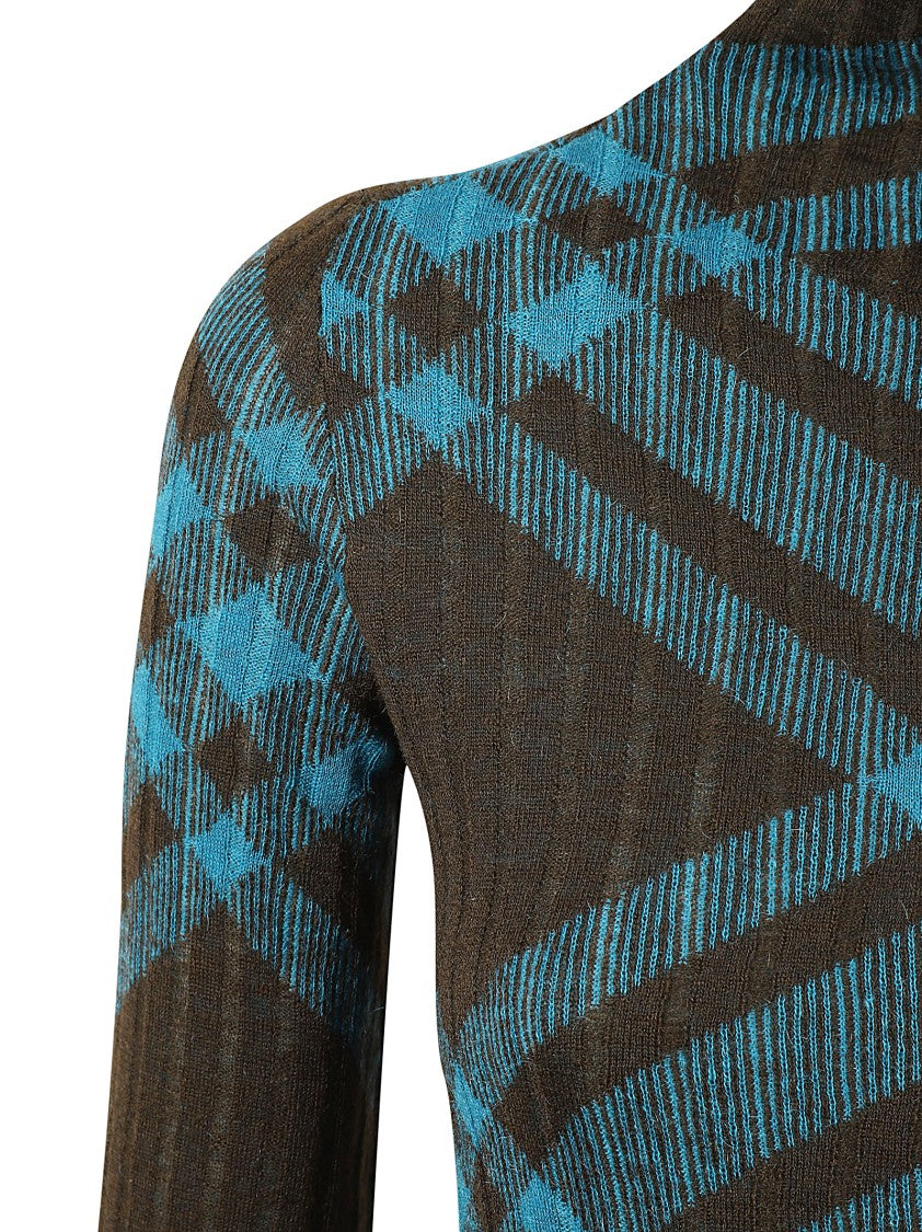 Fitted Plaid Dress With High Neck
