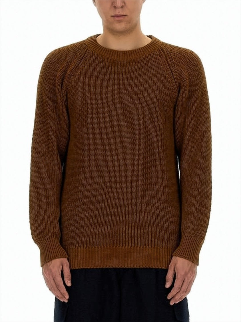 Chunky Knit Sweater With Ribbed Texture And Puffed Sleeves