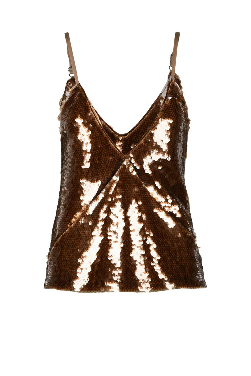 Full Sequin Tank Top - Bronze