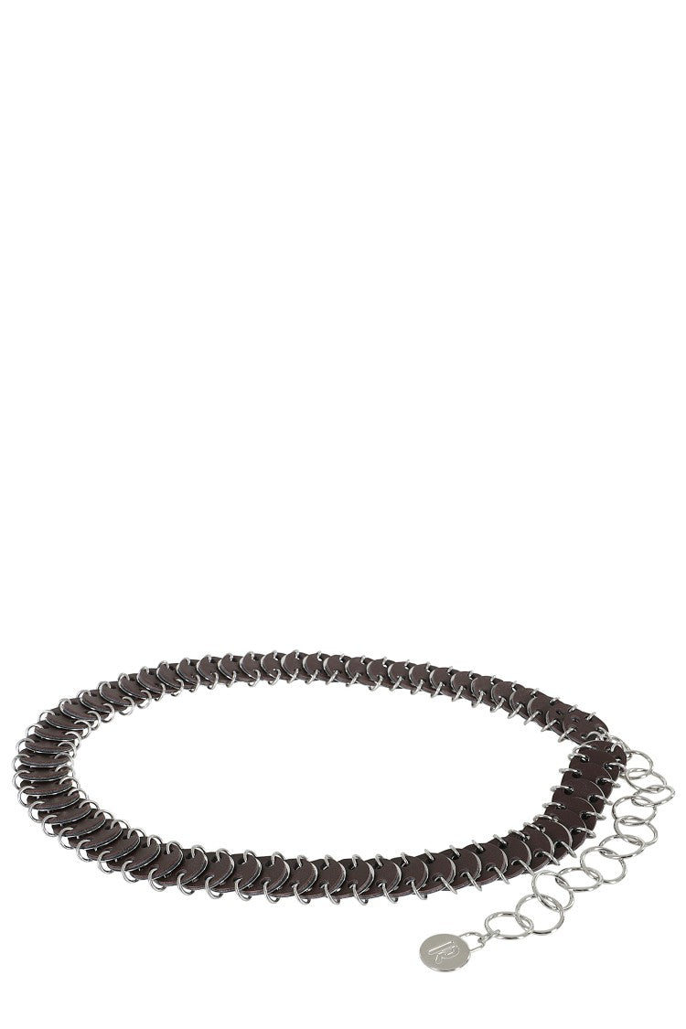 Disc Design Dark Brown Leather Belt
