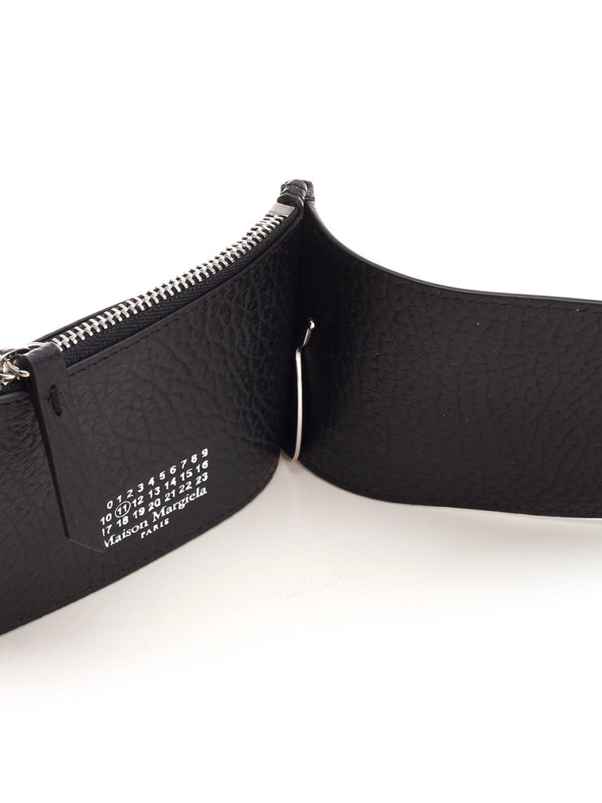 Rectangular Black Calf Leather Wallet With Distinctive Stitching