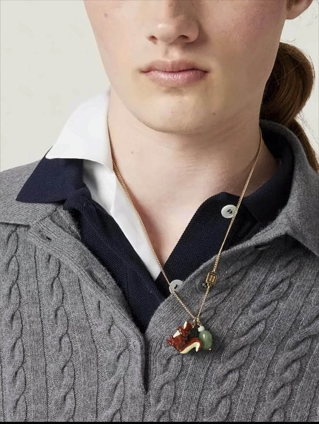 Delicate Yellow Brass Necklace with Squirrel Charm