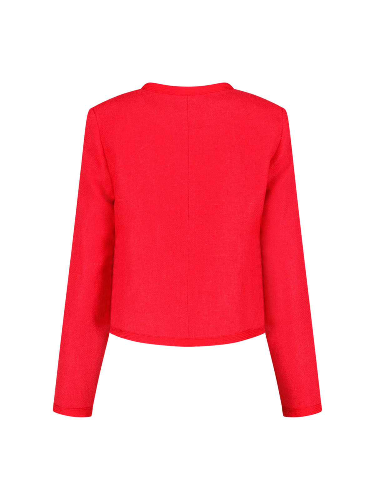 Red Cropped Gold Button Structured Jacket
