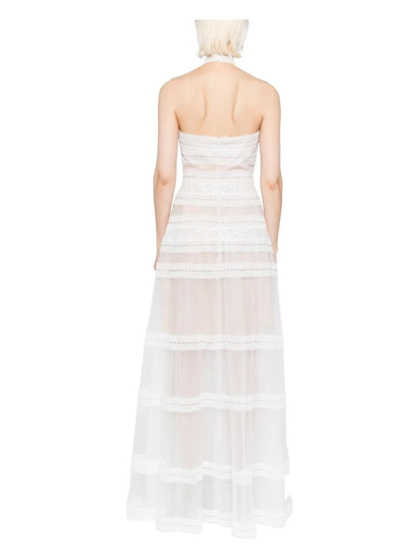 Lace Striped Long Dress
