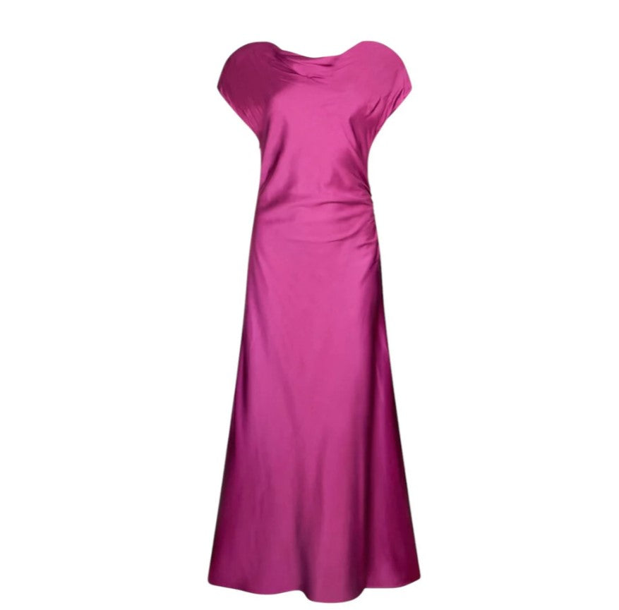 Pink Back V Neck Short Dress