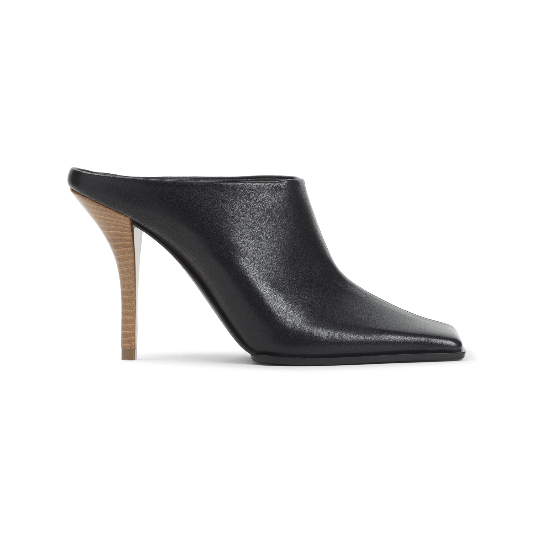 Pointed Square Toe Leather Slippers With High Stiletto Heel