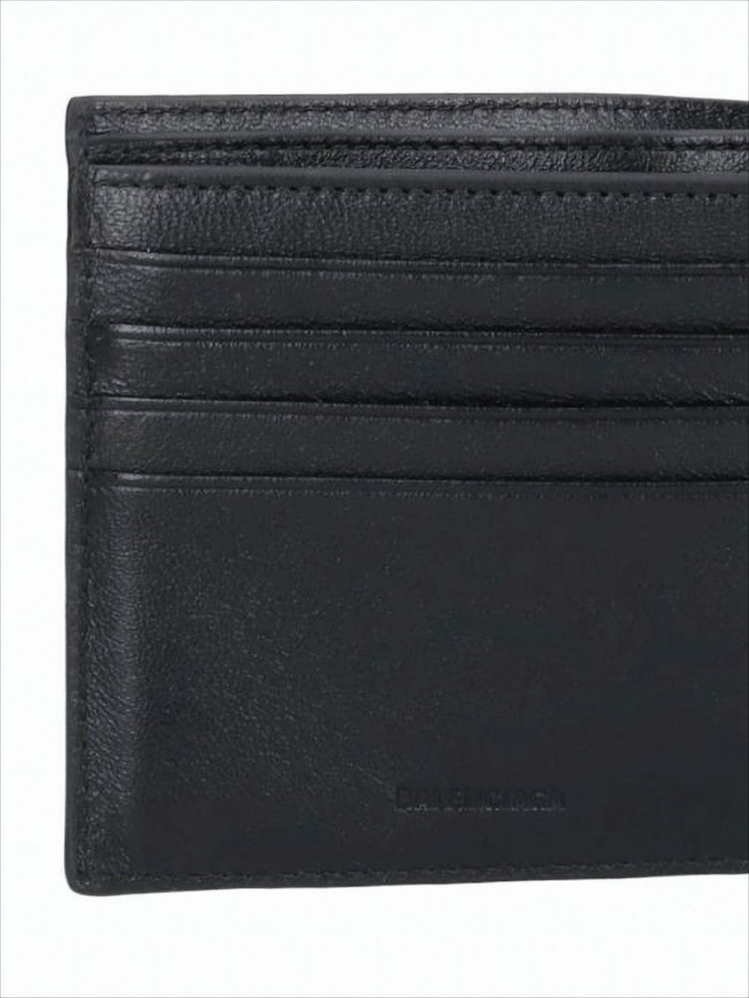 Textured Black Leather Bifold Wallet with Distinctive Graphic Logo