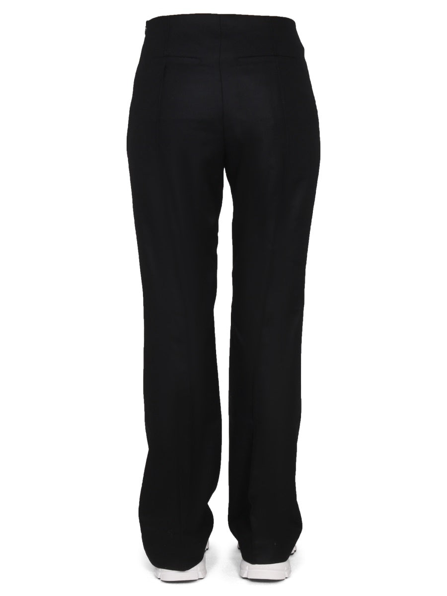 High-Waisted Straight-Leg Twill Pants