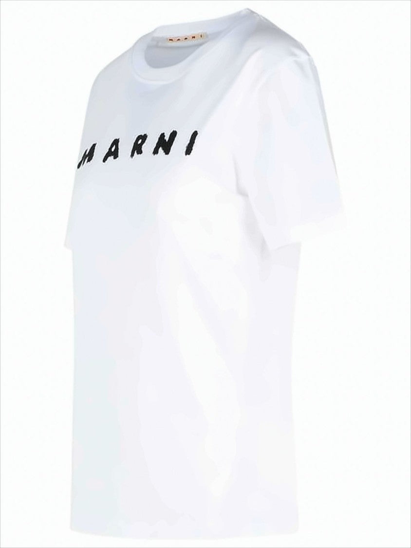 Textured Black Lettering White Cotton T-Shirt