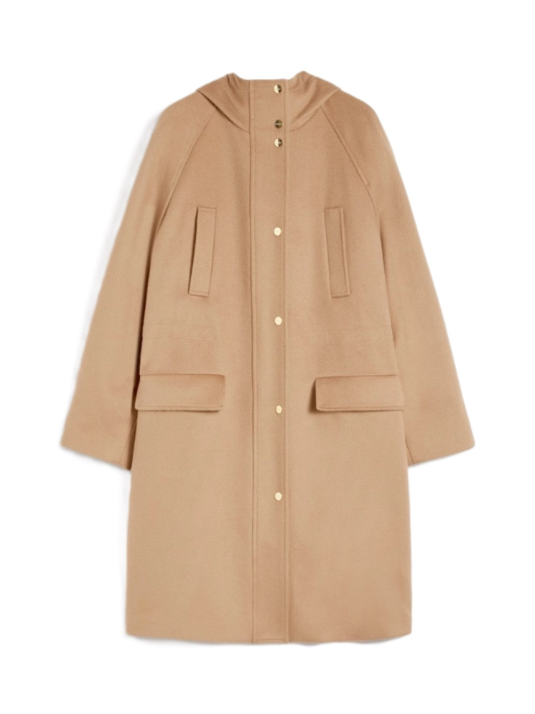 Contemporary Camel Coat With Hood