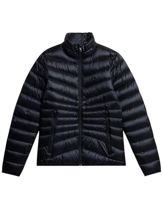 Lightweight Padded Jacket With Horizontal Quilting And High Collar