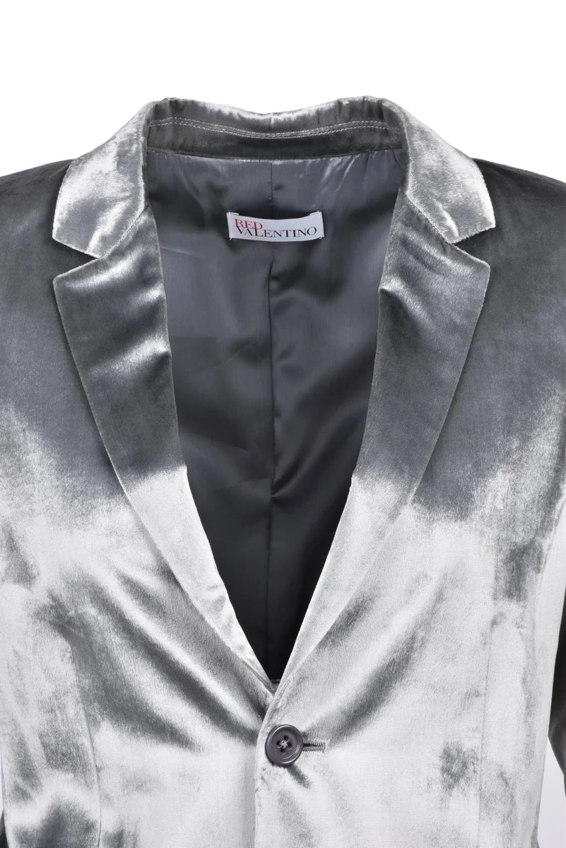 Velvet Jacket with Button - Grey
