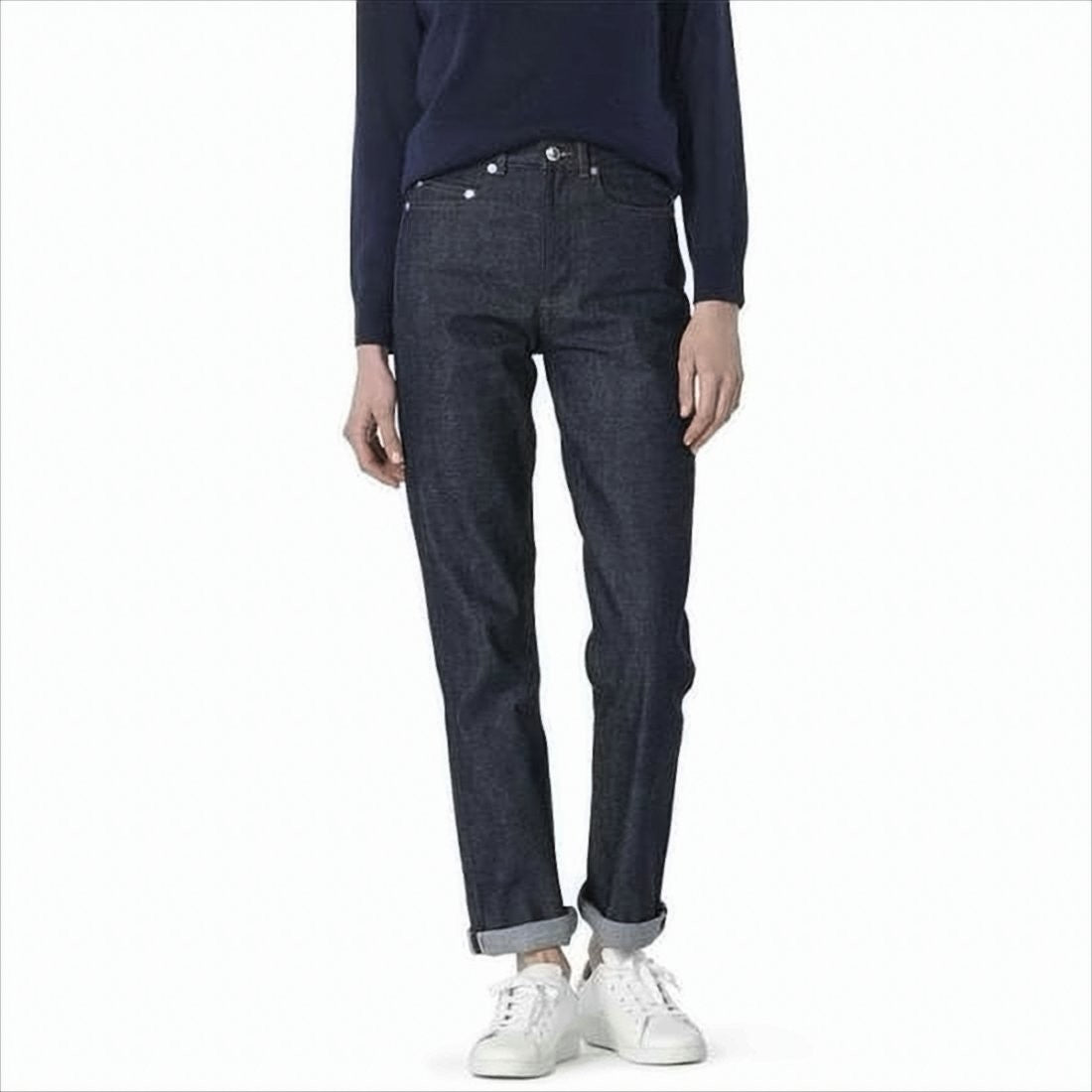 Straight-Leg Denim Pants with High Waist