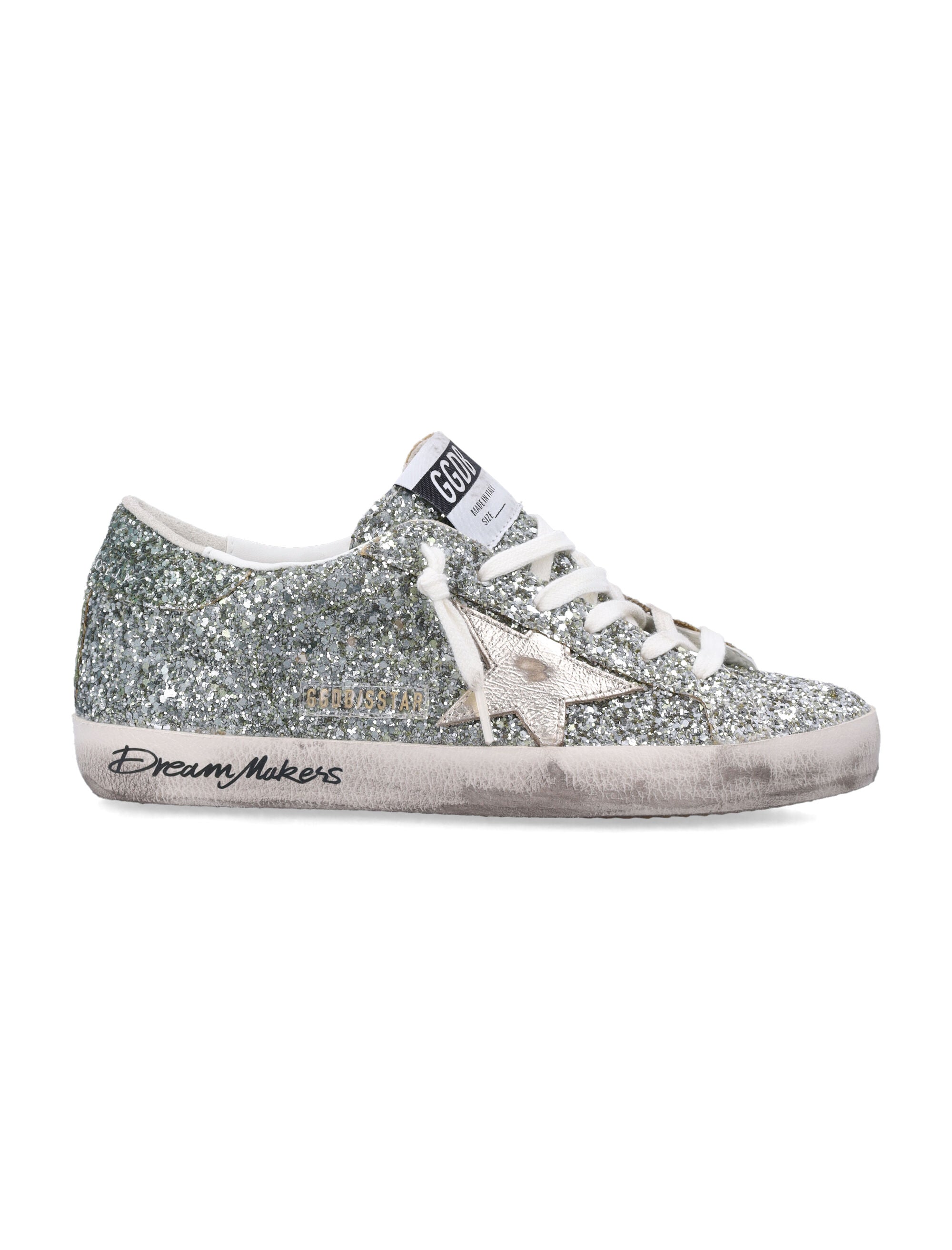 Glitter Finish Low-Top Sneakers with Star Appliqué