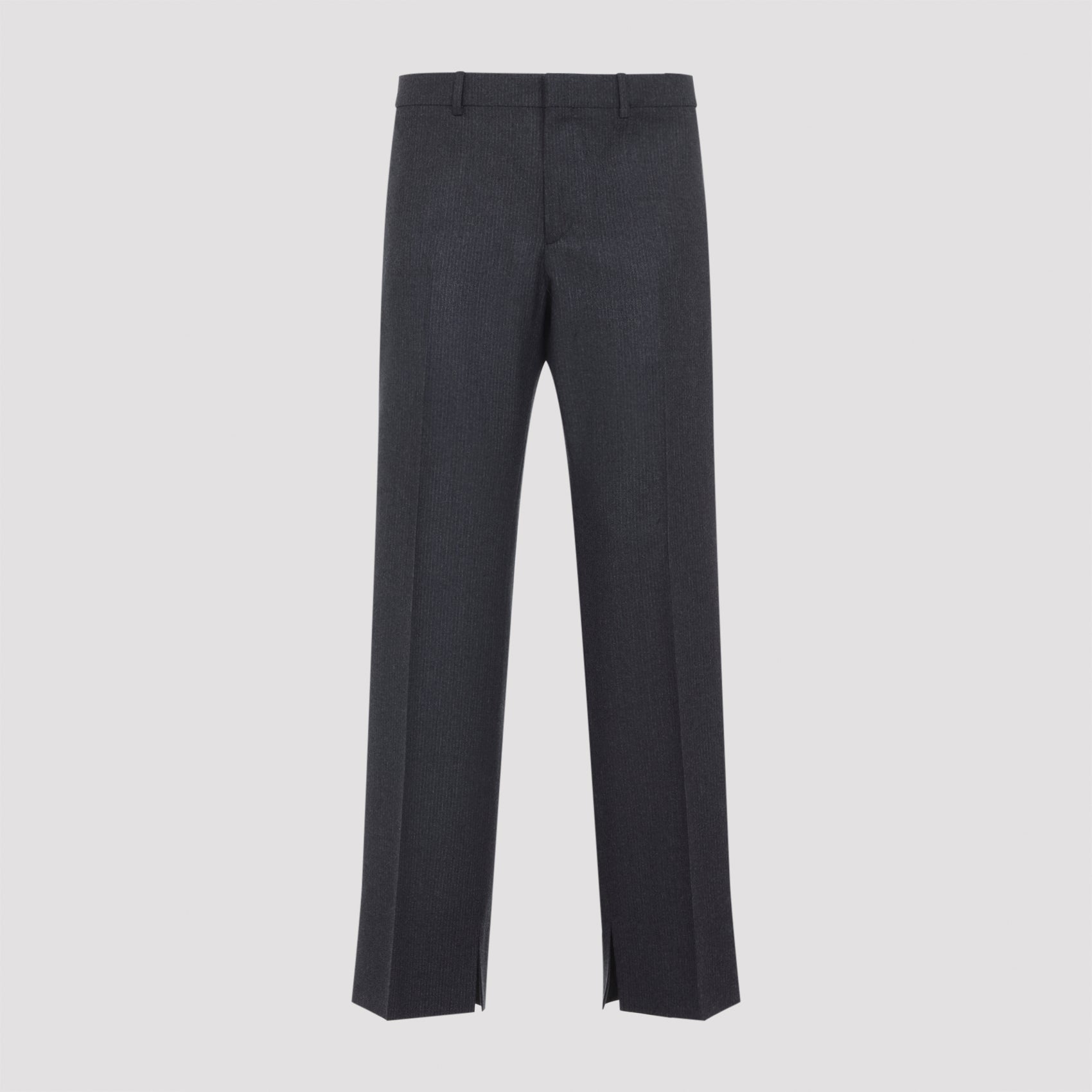 Pinstriped Grey Wool Trousers
