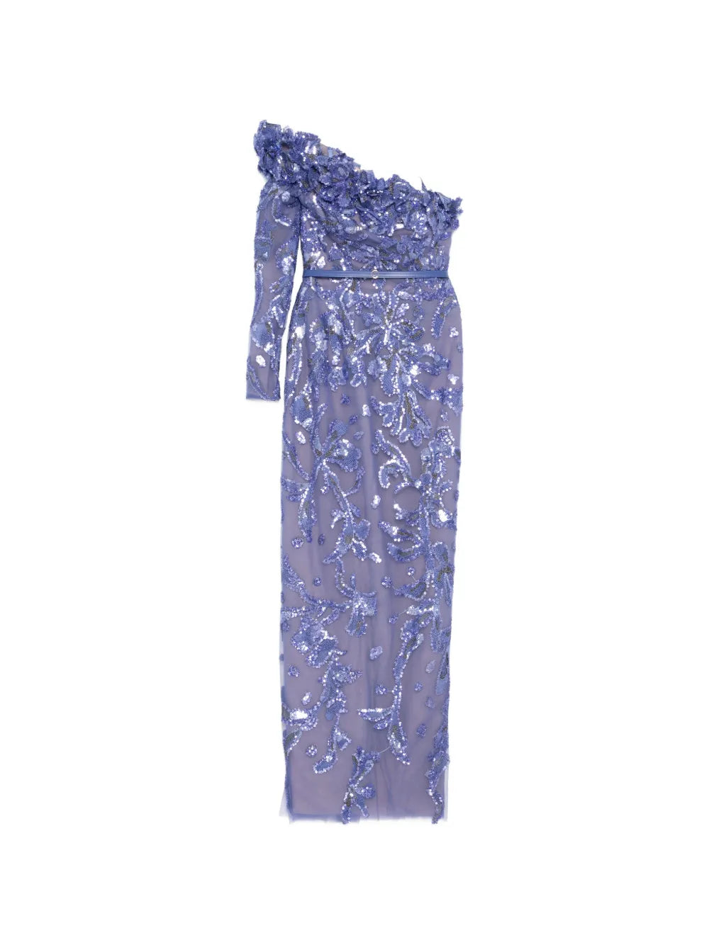 One-Shoulder Embroidered Tulle Dress