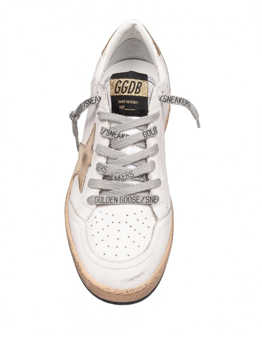Ballstar Sneakers In White And Gold Leather