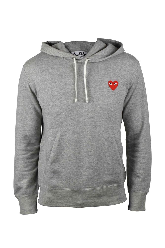 Grey Cotton Hoodie With Embroidered Heart Detail
