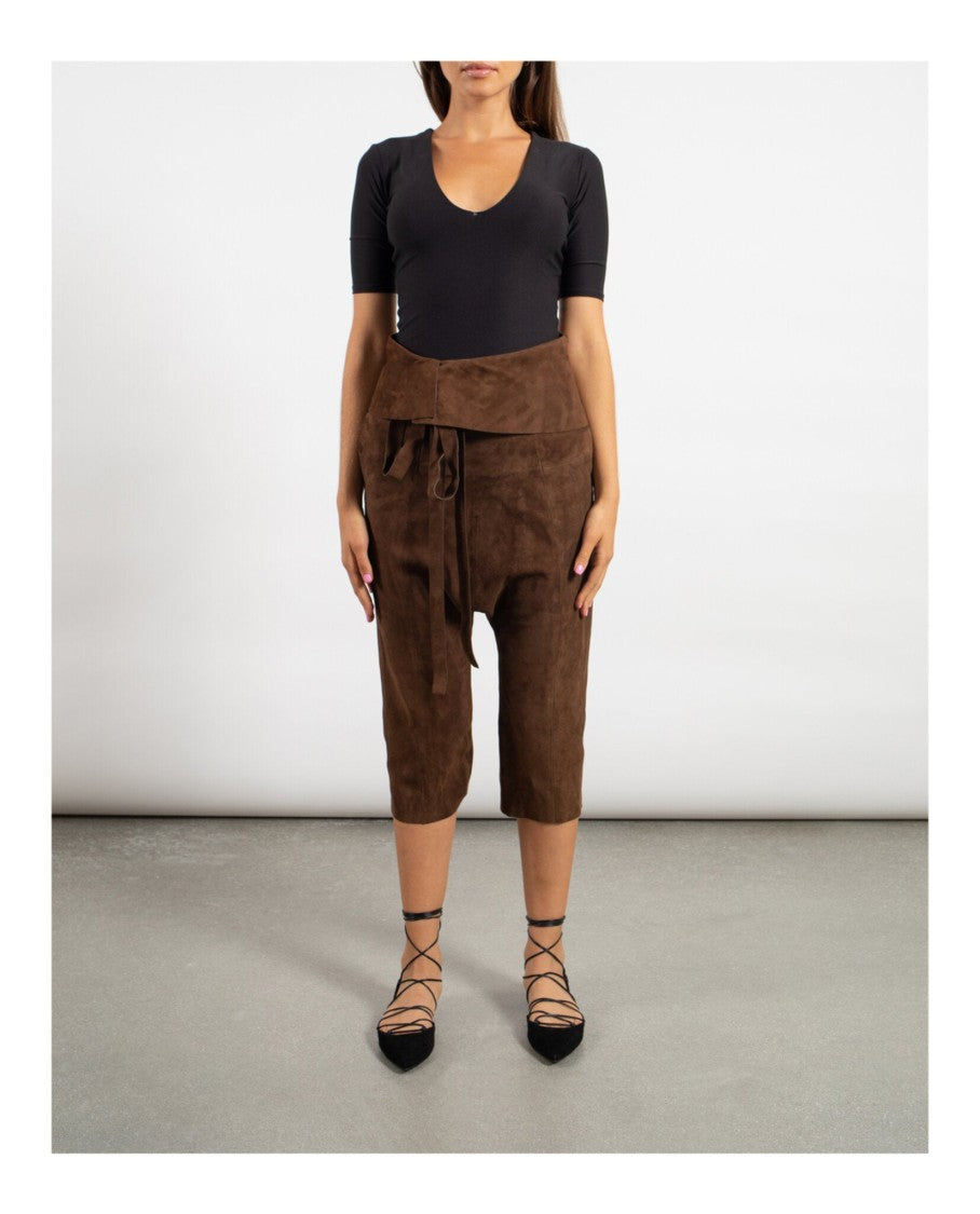 Cropped Suede Droped Shorts