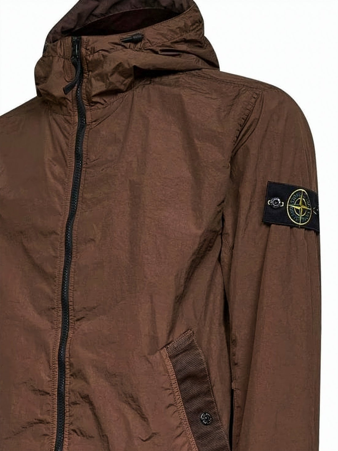 Crinkled Nylon Wind Resistance Hooded Jacket