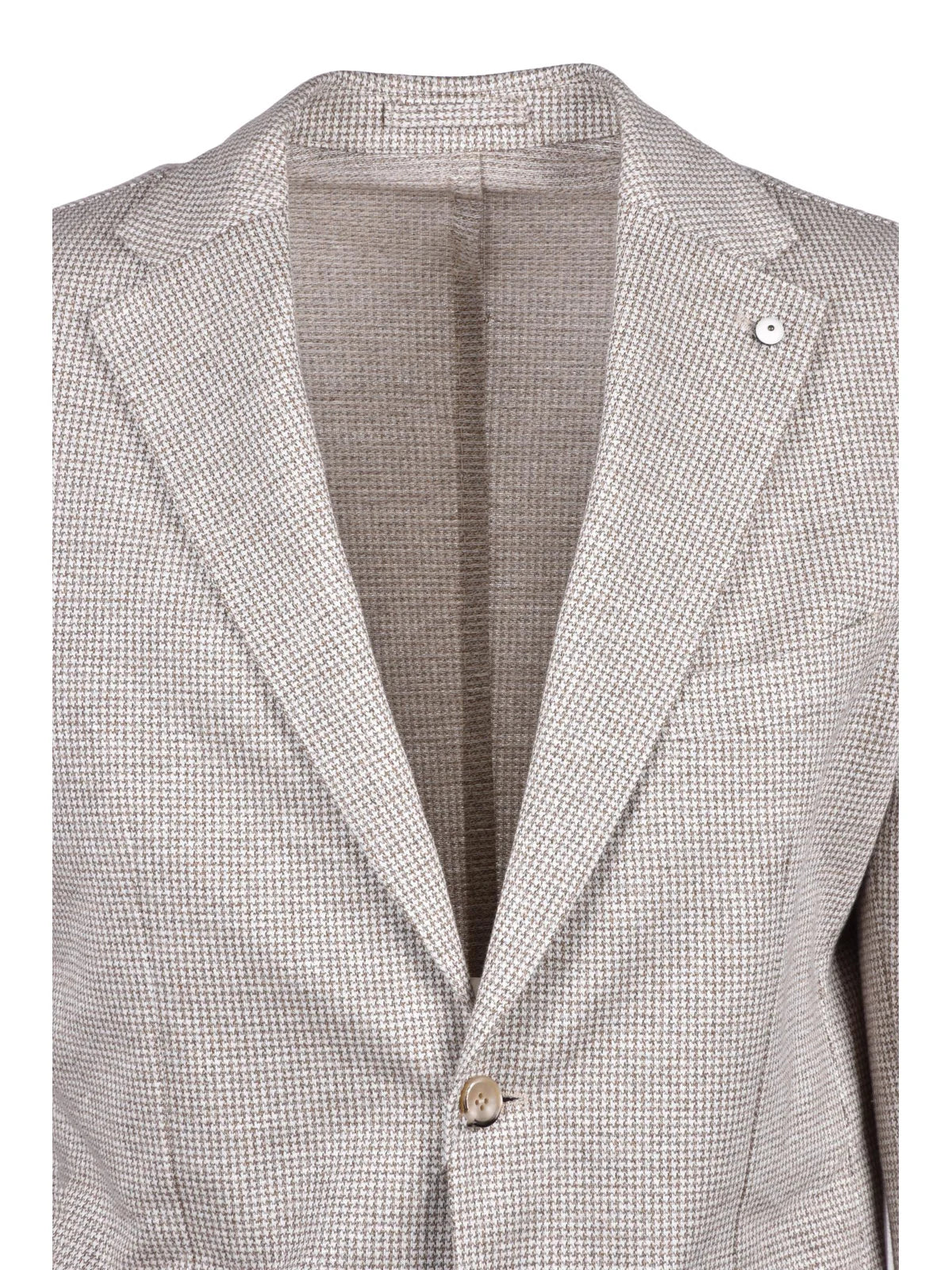 Beige White Linen Cotton Rounded Blazer Jacket