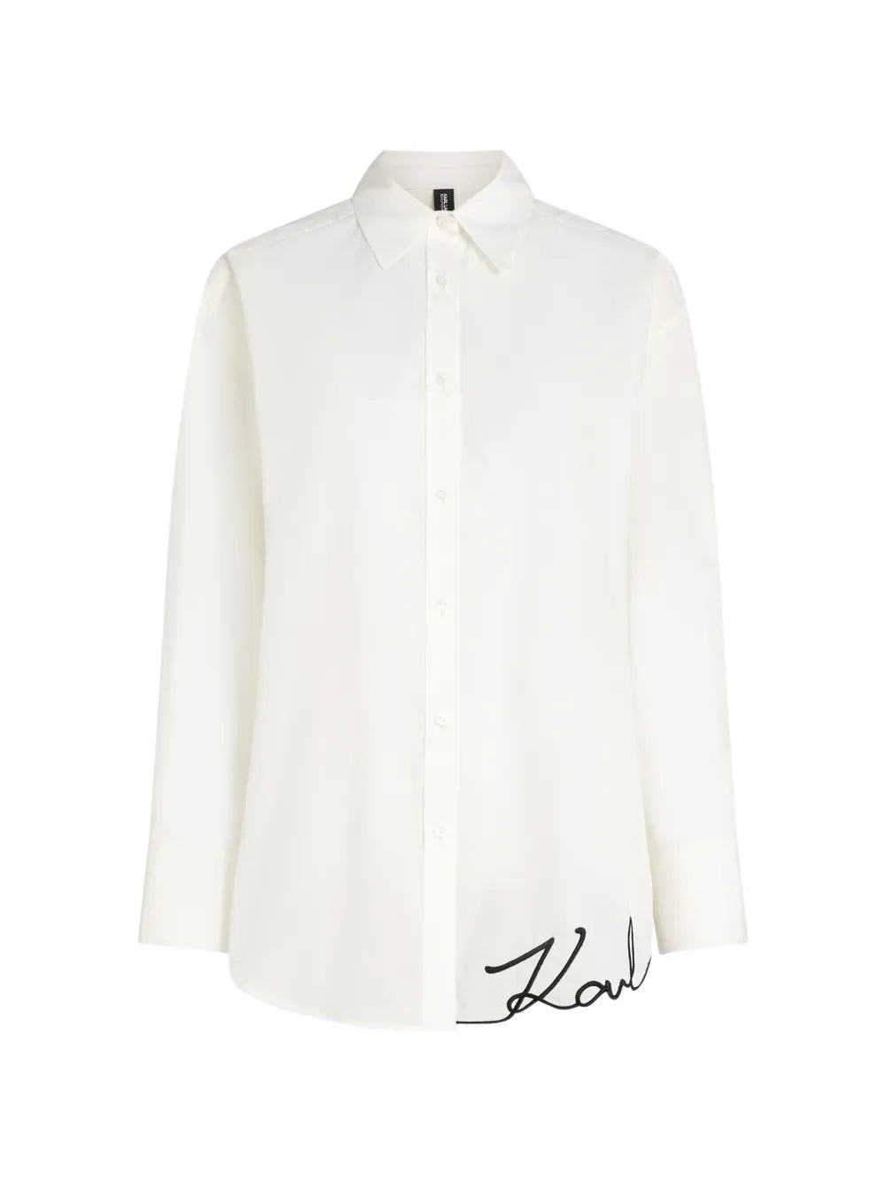 Classic White Button-Up Shirt with Signature Detail