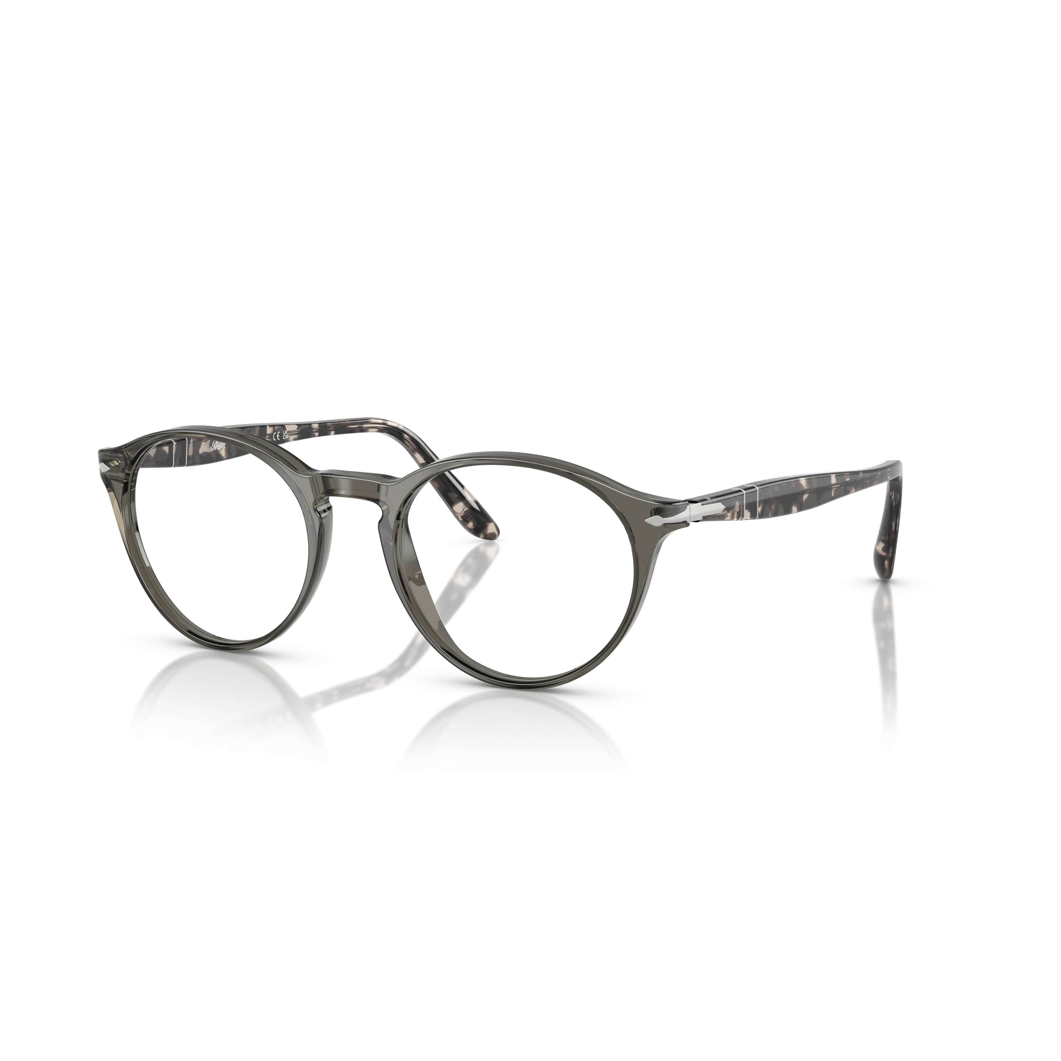 0po3092v Rounded Acetate Eyeglasses with Patterned Temples