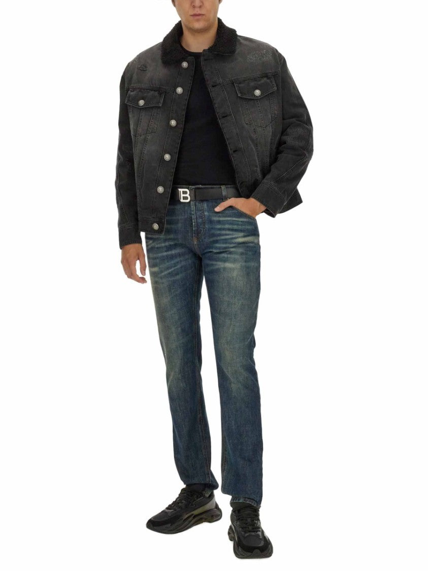 Distressed Black Denim Jacket