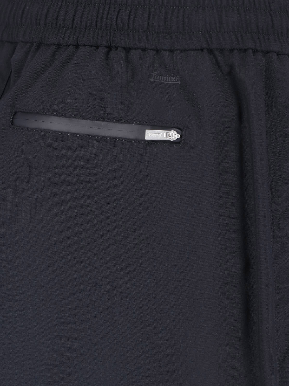 Black Straight-Leg Wool Blend Laminar Trousers