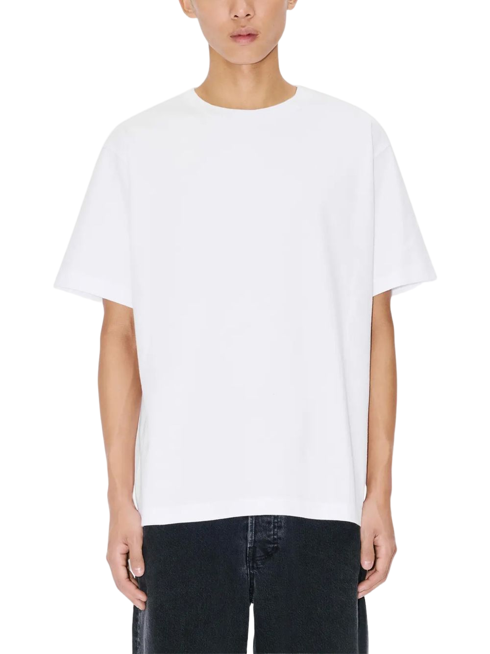 White Graphic Short-Sleeve T-Shirt with Abstract Floral Design
