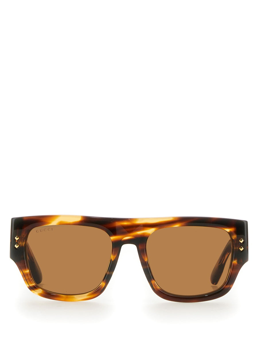 Square Framed Brown Acetate Sunglasses