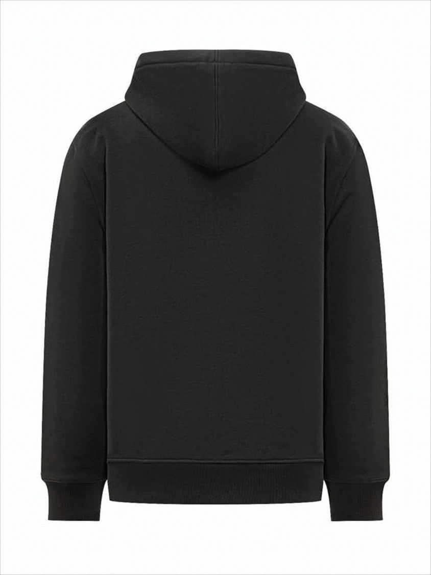 Black Zip-Up Hoodie with Drawstring Hood