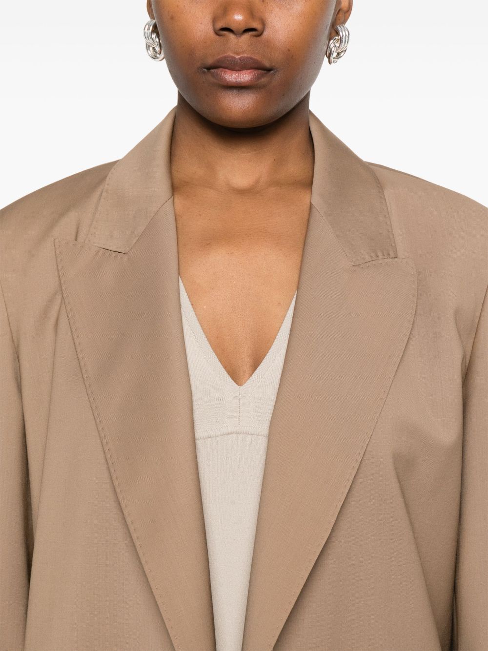 Belted Woollen Cloth Blazer