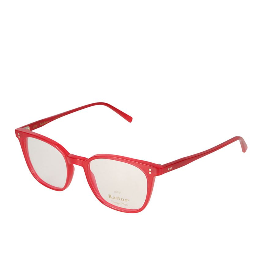 Quadro/N Translucent Red Square Frame Eyeglasses with Metallic Rivets