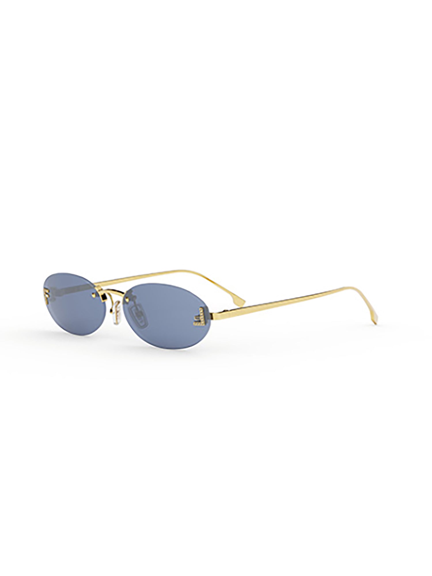 Oval-Tinted Sunglasses with Elongated Gold Temples