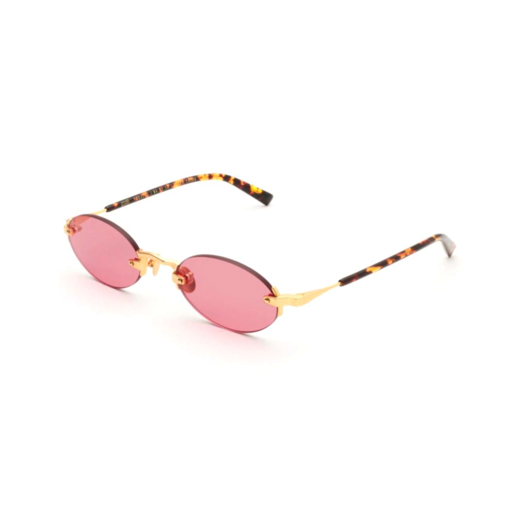 Quantum Oval-Shape Sunglasses with Gold-tone Metal Frames