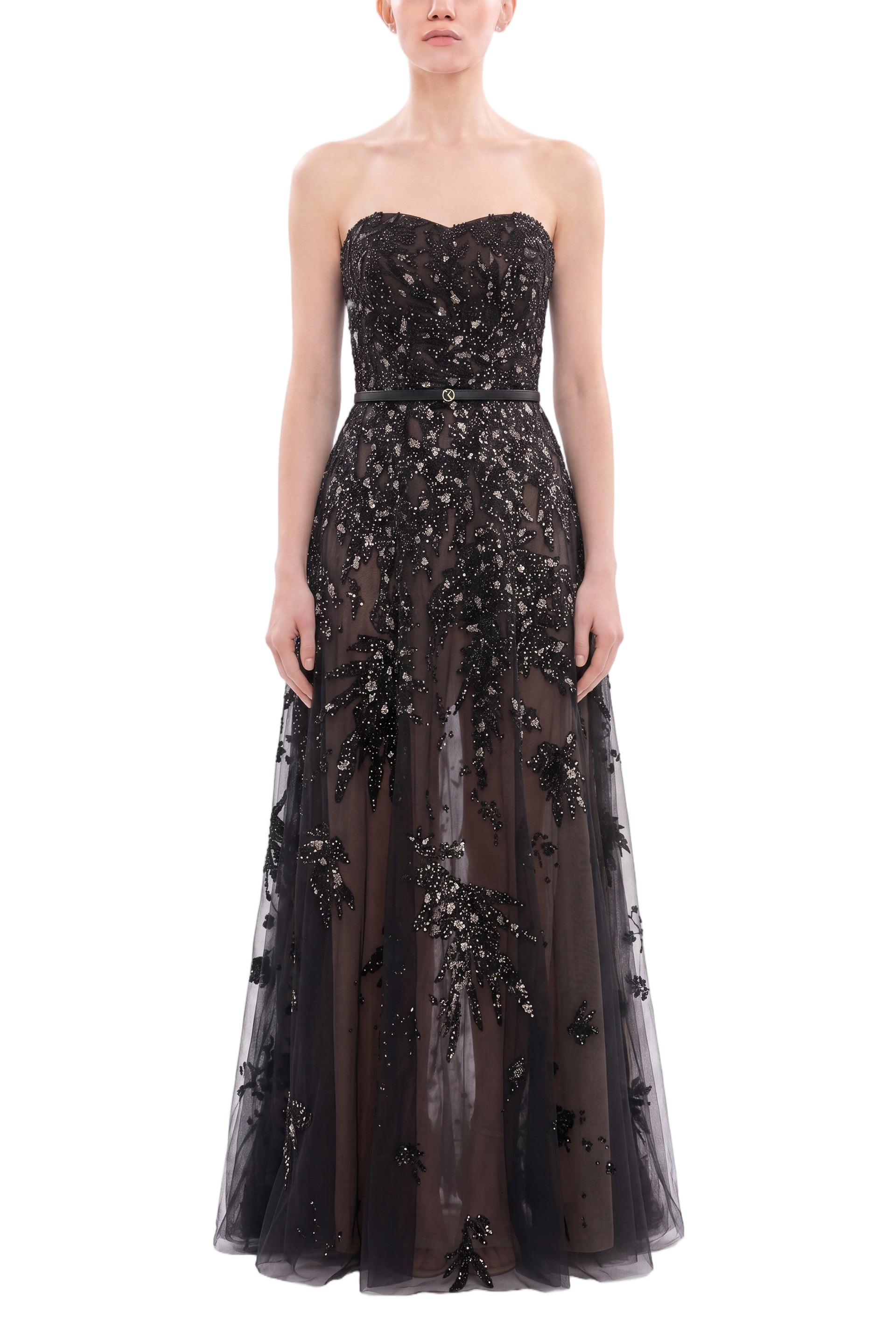 Embroidered Strapless Dress
