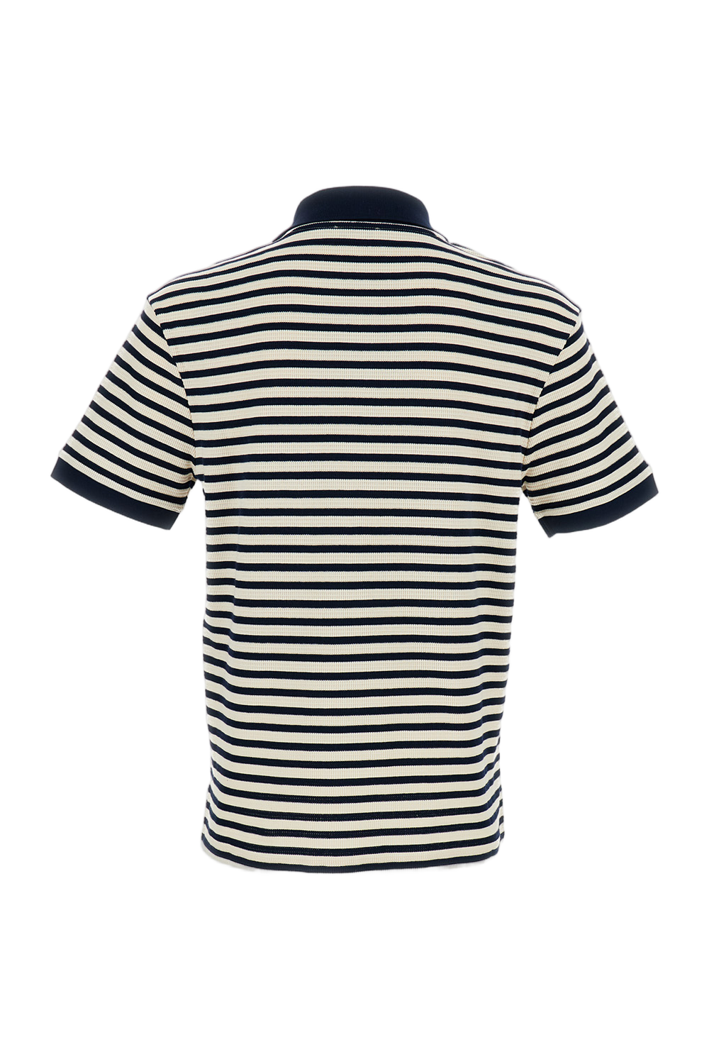 Breton-Stripe Polo Shirt with Contrasting Collar