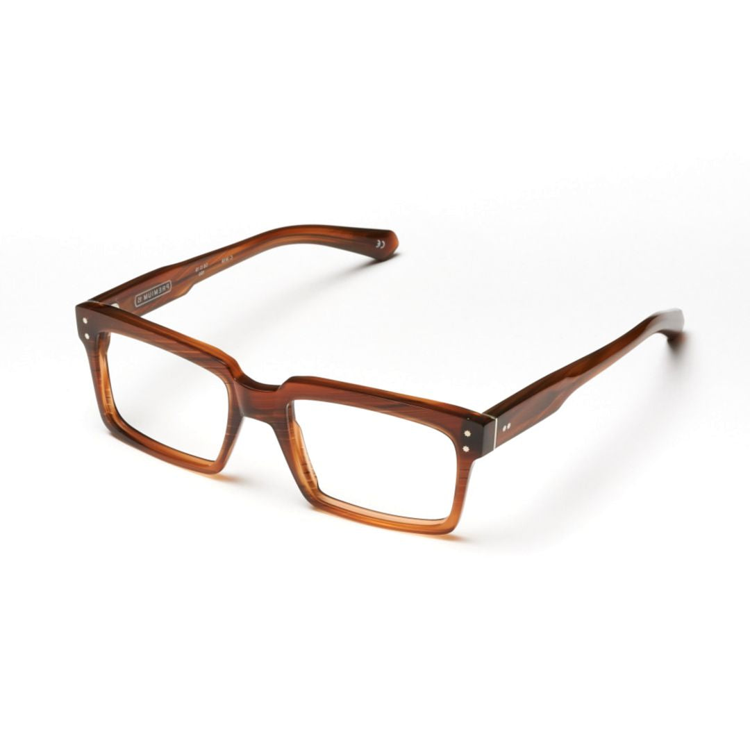 Premium 15 Rectangular Frame Eyeglasses with Translucent Amber-Brown Finish