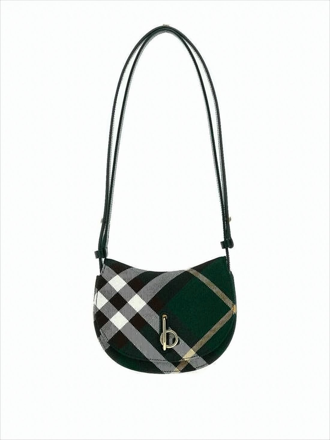 Curved Plaid Shoulder Bag